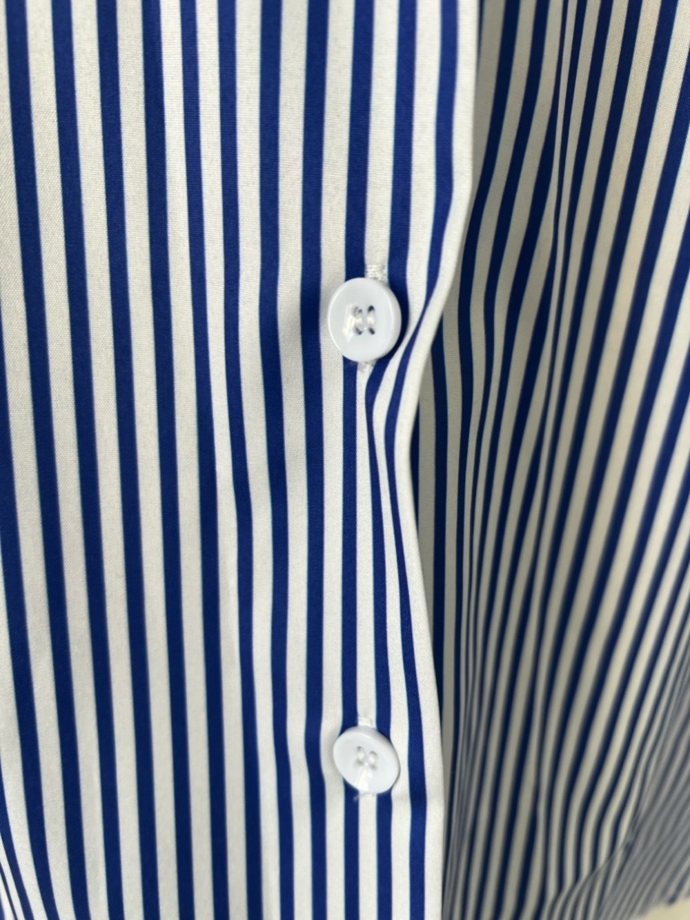 Sleeveless Blue & White Stripe Button-Down Shirt - Picture 3 of 6